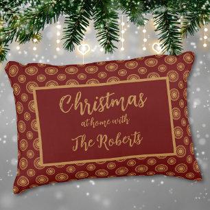 Red And Gold Custom Christmas Accent Pillow
