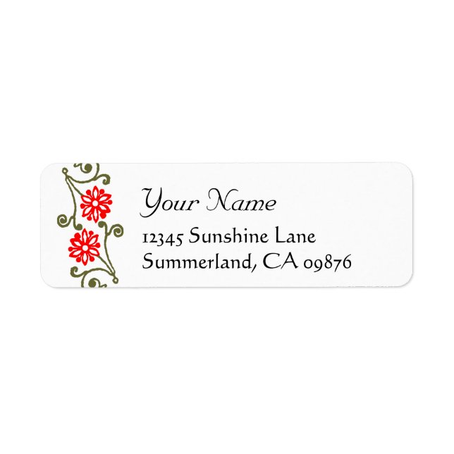 Red and Gold Daisy Element Custom Return Address (Front)