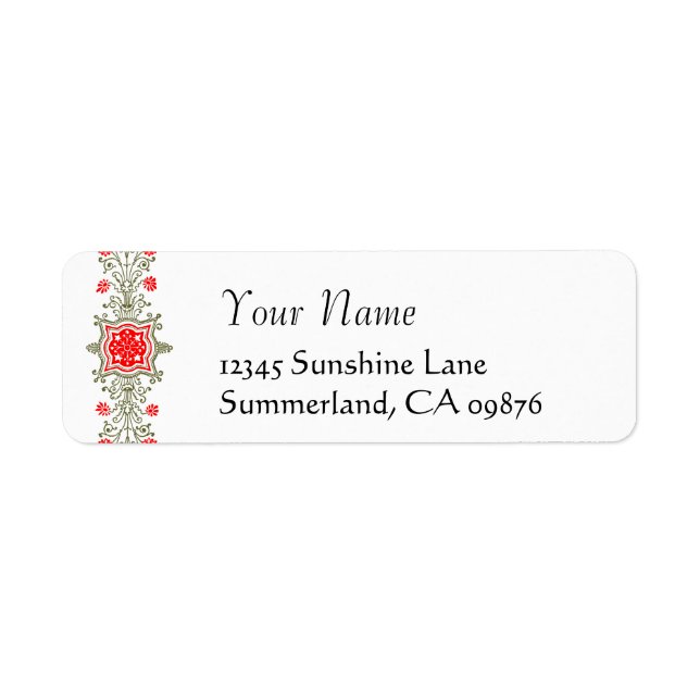 Red and Gold Daisy Element Custom Return Address (Front)