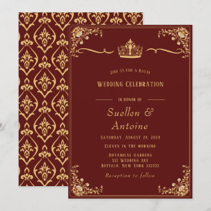 Red and Gold Damask Royal Invitation