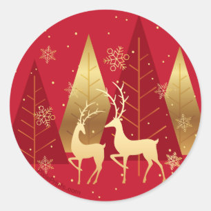 Red and Gold Deer Stickers