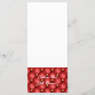 Red and Gold Diamonds Tufted Personalized Menu