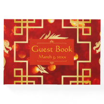 Red and Gold Dragon Wedding Guest Book