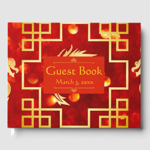 Red and Gold Dragon Wedding Guest Book