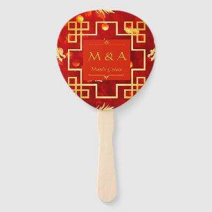 Red and Gold Dragon Wedding Hand Fan