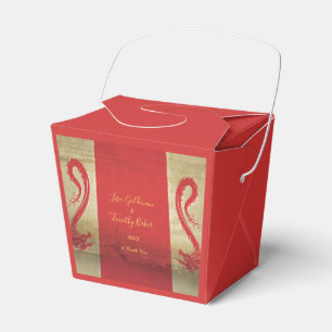 Red and Gold Dragons Asian Themed Wedding Favor Box
