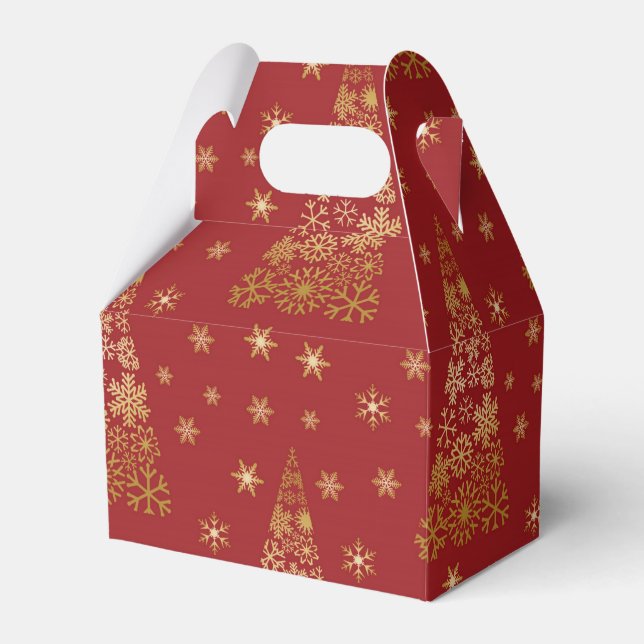 Red and Gold Elegant Christmas Tree Favor Box (Front Side)