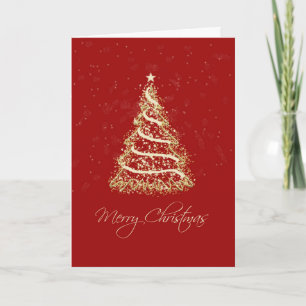 Red and Gold Elegant Christmas Tree Holiday Card