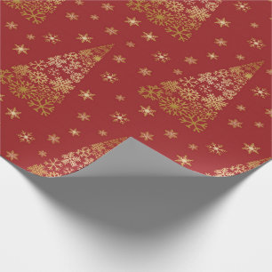 Red and Gold Elegant Christmas Tree Wrapping Paper