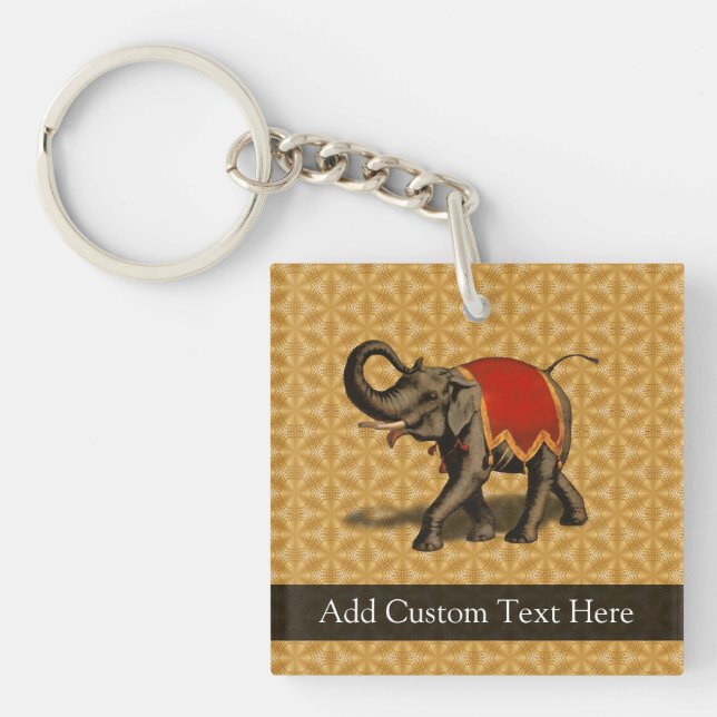 Red and Gold Elephant Keychain (Front)