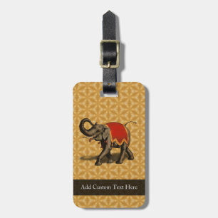 Red and Gold Elephant Luggage Tag