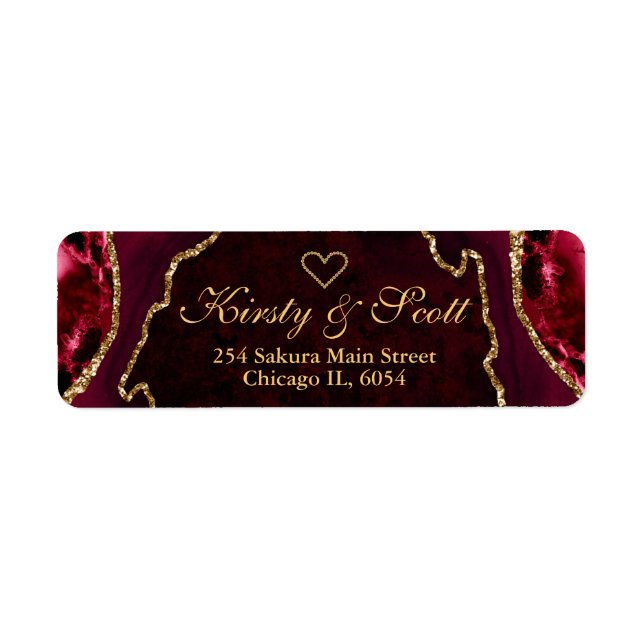Red and Gold Faux Glitter Agate Wedding (Front)