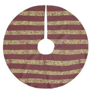 Red and Gold Faux Glitter Brushed Polyester Tree Skirt