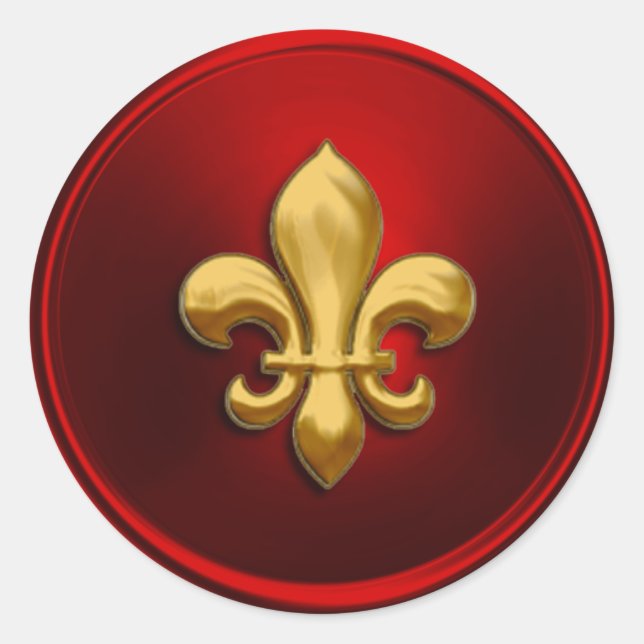 Red and Gold Fleur de Lis Envelope Seal (Front)