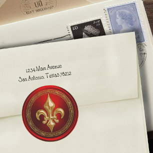 Red and Gold Fleur de Lis Envelope Seal