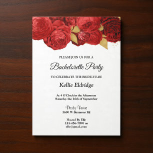 Red And Gold Floral Bachelorette Party Invitation