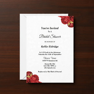 Red And Gold Floral Bridal Shower Invitation