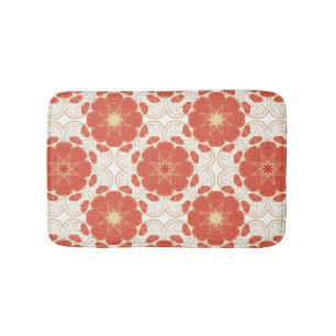 Red And Gold Floral Lace Pattern Bath Mat