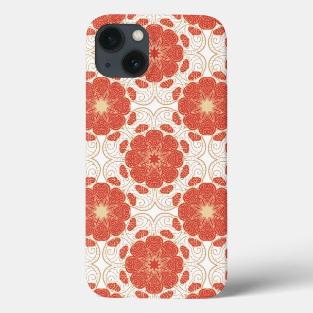 Red And Gold Floral Lace Pattern Case-Mate iPhone Case (Back)