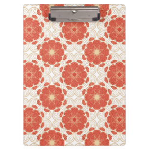 Red And Gold Floral Lace Pattern Clipboard