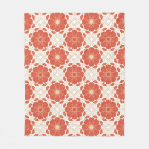 Red And Gold Floral Lace Pattern Fleece Blanket