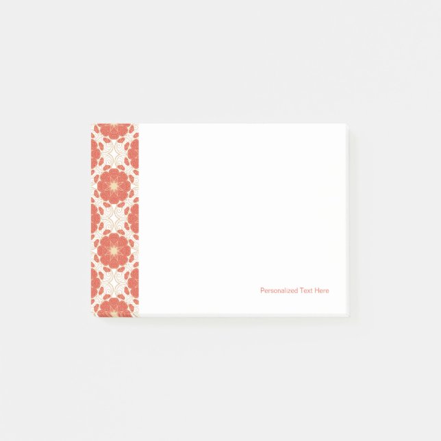 Red And Gold Floral Lace Pattern Post-it Notes (Front)