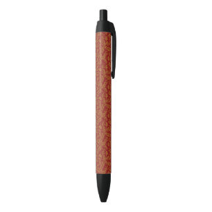 Red and Gold Floral Pattern Black Ink Pen