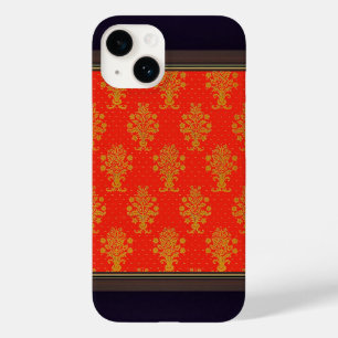Red And Gold Floral Pattern Case-Mate iPhone 14 Case