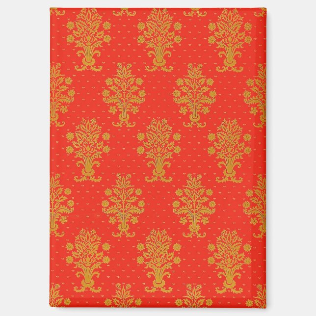 Red And Gold Floral Pattern  Magnet (Front)