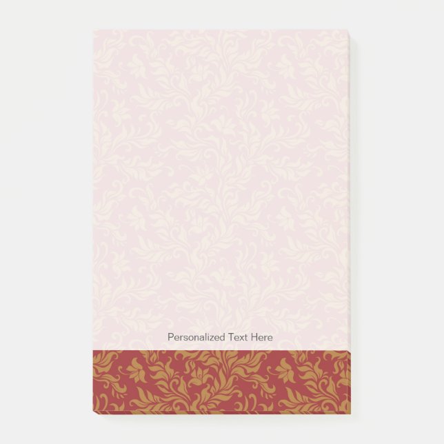 Red and Gold Floral Pattern Post-it Notes (Front)