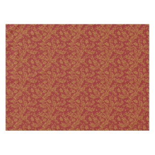 Red and Gold Floral Pattern Tablecloth