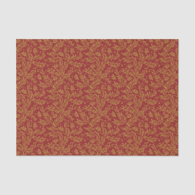 Red and Gold Floral Pattern Tissue Paper (Front)