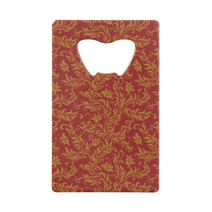Red and Gold Floral Pattern Wallet Bottle Opener