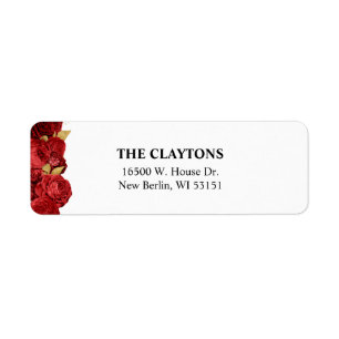 Red And Gold Floral Return Address Labels