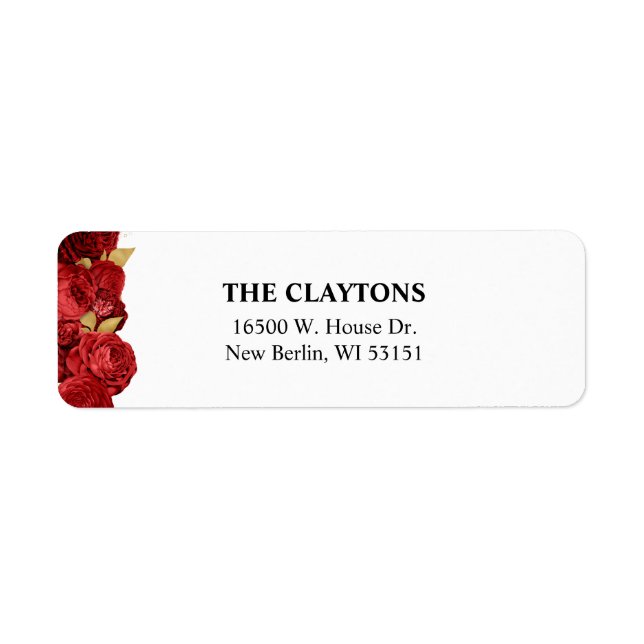 Red And Gold Floral Return Address Labels (Front)