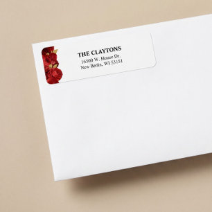 Red And Gold Floral Return Address Labels