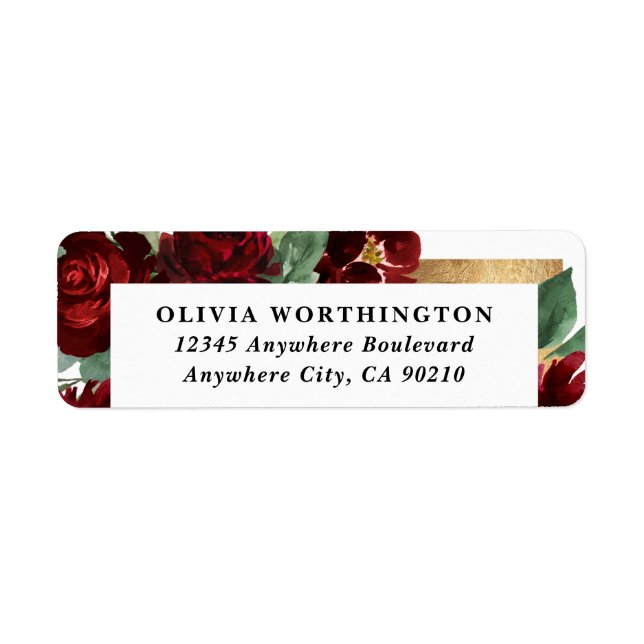 Red and Gold Floral Rustic Elegant White Wedding (Front)