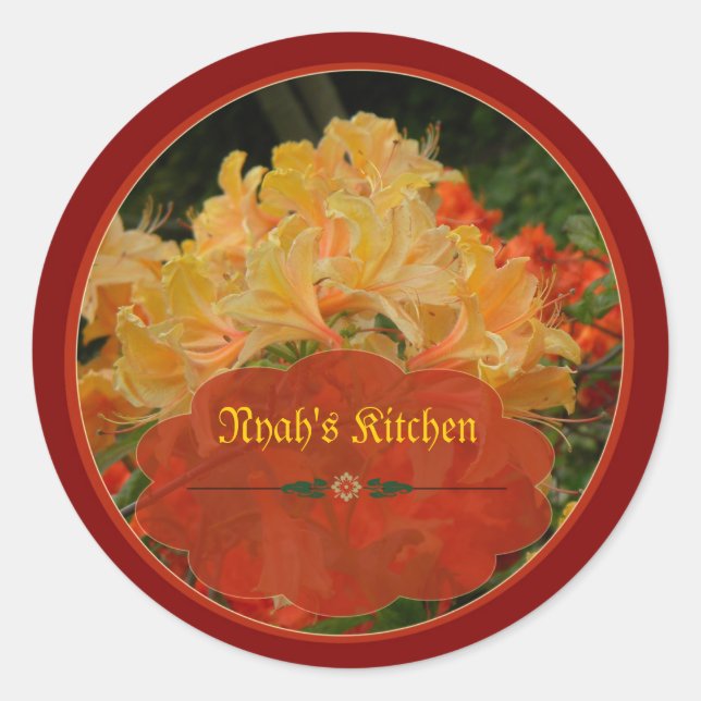 Red and Gold floral spice jar labels (Front)