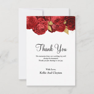 Red And Gold Floral Thank You Card