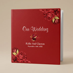 Red And Gold Floral Wedding Album 3 Ring Binder