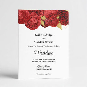 Red And Gold Floral Wedding Invitation
