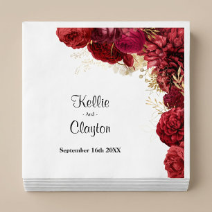 Red And Gold Floral Wedding Napkins