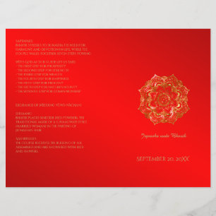 Red and Gold Flower Indian Wedding Program