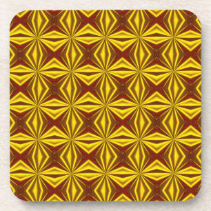 Red and Gold Foil Effect Checked Pattern Coaster