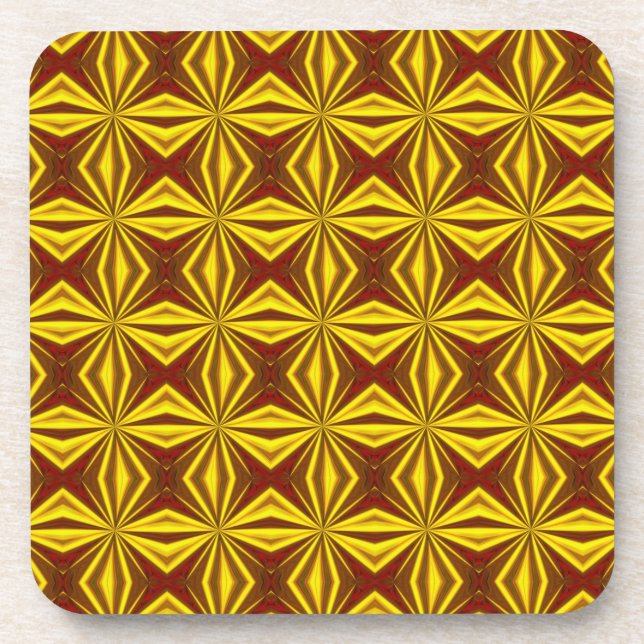 Red and Gold Foil Effect Checked Pattern Coaster (Front)