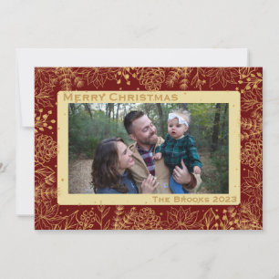 Red and Gold Foliage Christmas Card