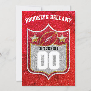 Red and Gold Football Team Colours Quarterback  Invitation
