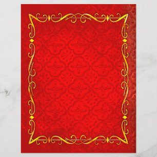 Red and Gold Frame Scrapbook Paper