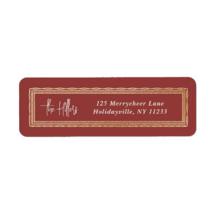 Red and Gold Frame Script Return Address