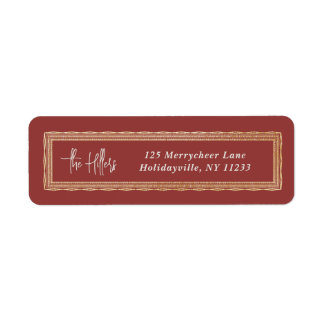 Red and Gold Frame Script Return Address